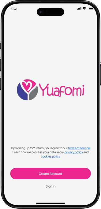 YuaFomi app shown on an iPhone